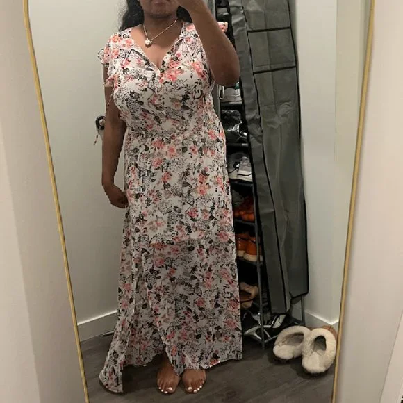 floral dress white house black market White House Black Market Size 6 Black Print Women Dress